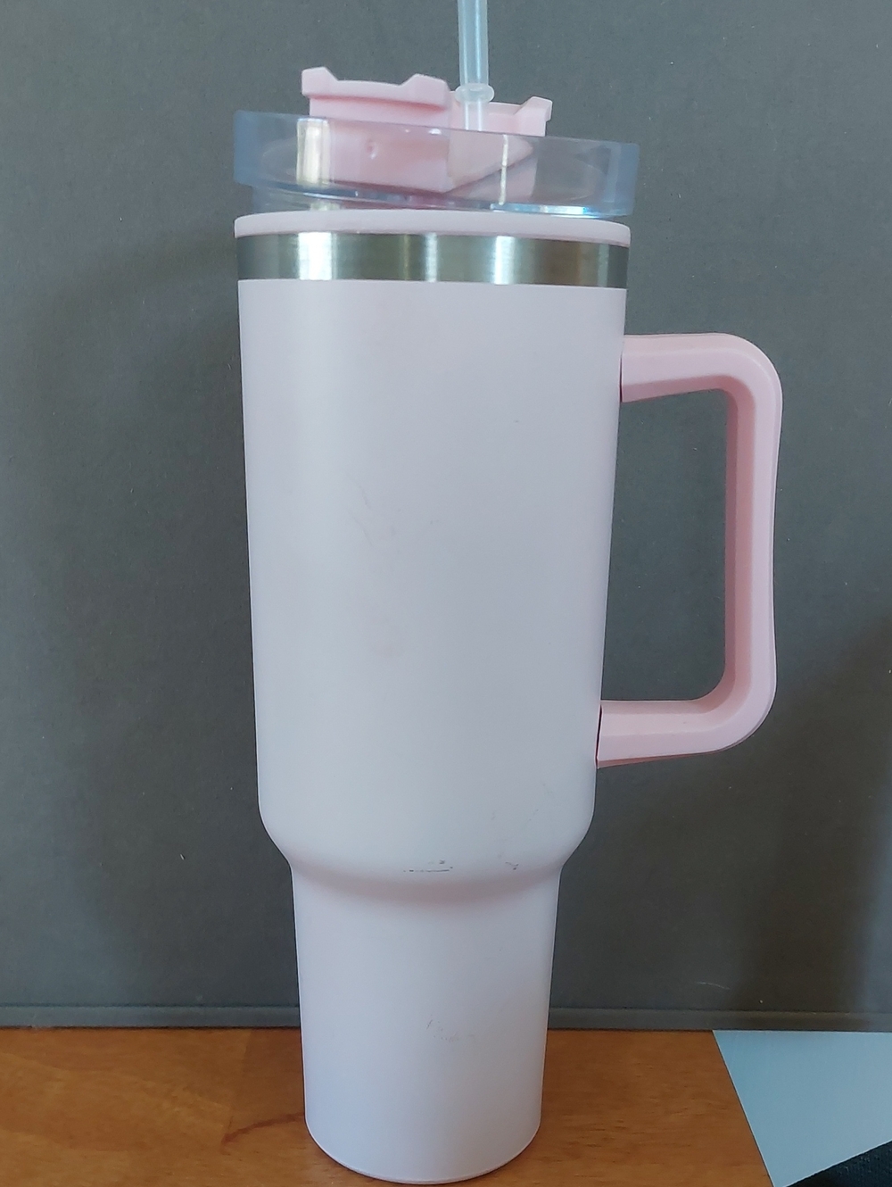 Soft Pink Jumbo Travel Mug With Straw